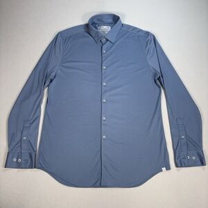 Ministry of Supply Apollo Dress Shirt Men XL Blue Standard Fit Stretch Button Up